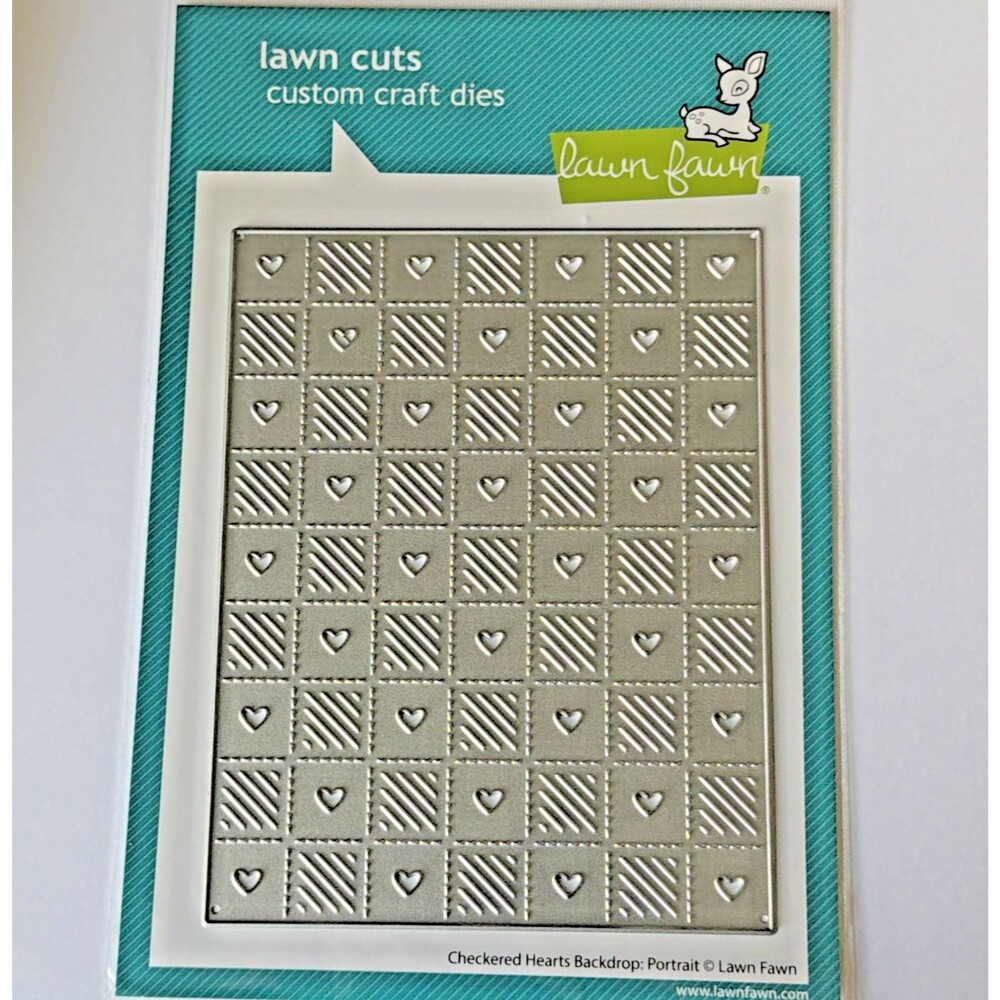 Lawn Fawn Lawn Cuts Checkered Hearts Backdrop Portrait Cover Plate
